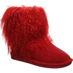 Bearpaw Boo Red Shearling Wool Line Curly Lamb Fur Mongolian Sherpa Boots 6